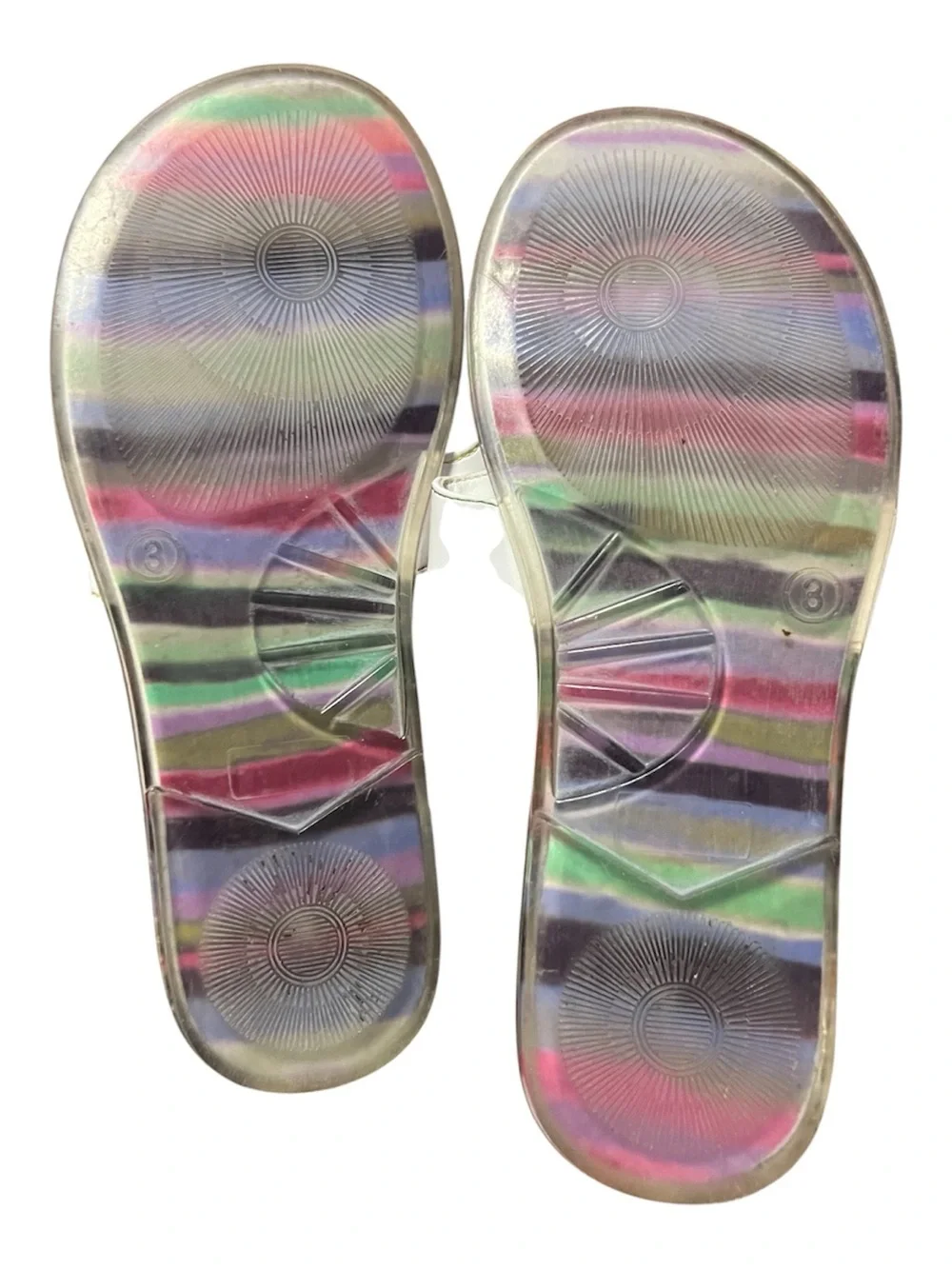 Stuart Weitzman White Slide Sandals with Multicolor Pom Poms